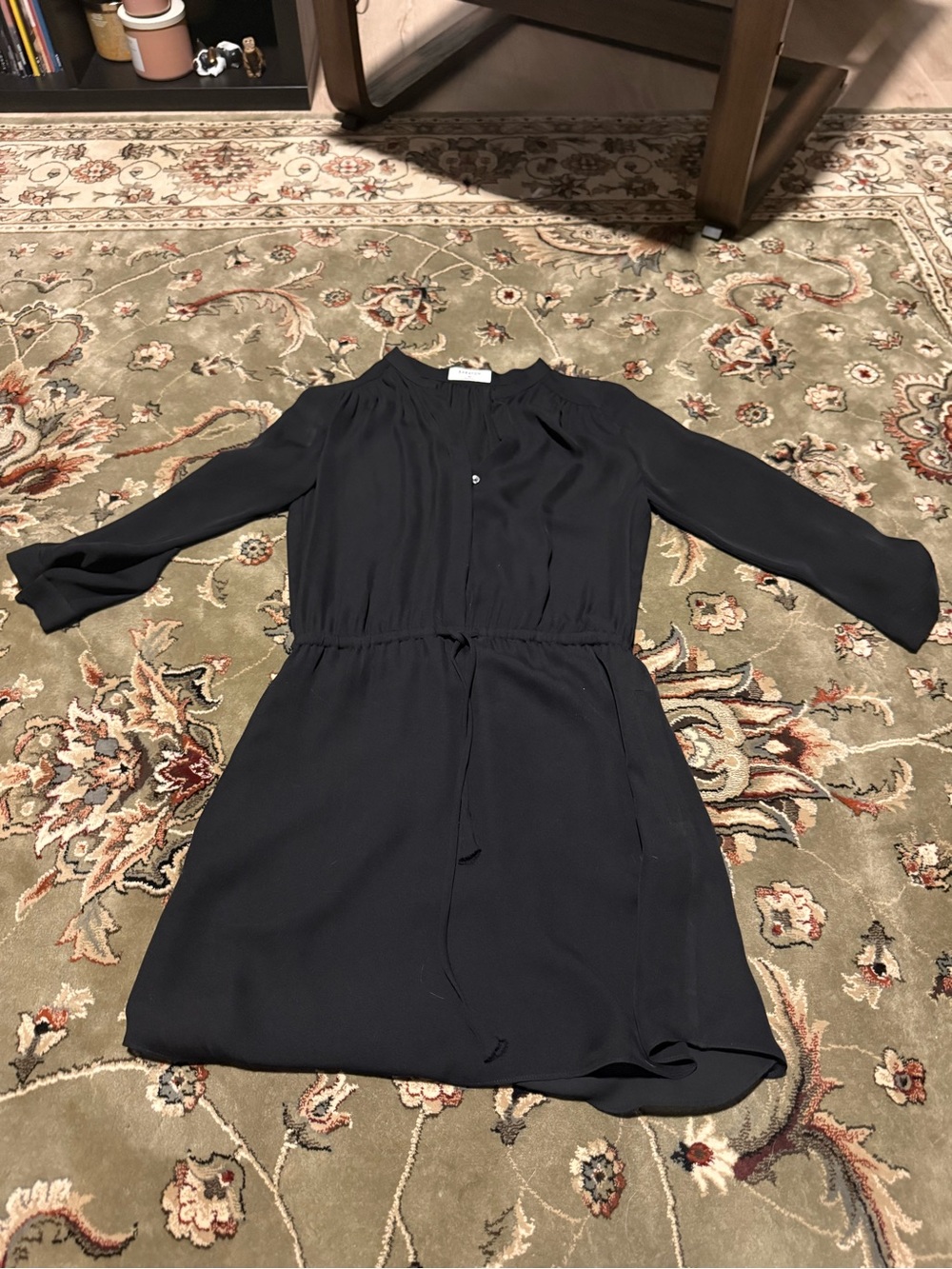 Black Long-Sleeve Drawstring Waist Dress - Babaton